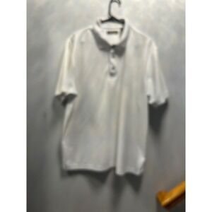 CUBANERA Mens White Textured Short Sleeve Polo Shirt Mens Size Medium